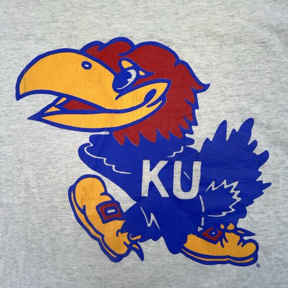 Fruit of the Loom KU Jayhawks Shirt XL | Vintage Kansas NCAA Tee USA Made Gray - Picture 6 of 13